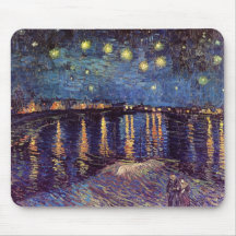 Van Gogh; Noche estrellada sobre el Rhone, arte de Alfombrilla De Raton