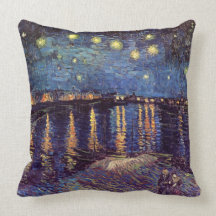 Van Gogh; Noche estrellada sobre el Rhone, arte de Almohada