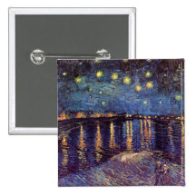 Van Gogh; Noche estrellada sobre el Rhone, arte de Pin