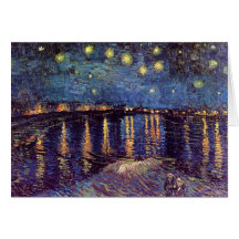 Van Gogh; Noche estrellada sobre el Rhone, arte de Tarjeta
