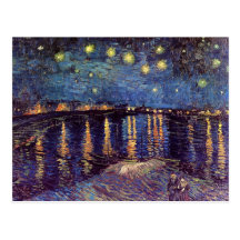 Van Gogh; Noche estrellada sobre el Rhone, arte de Postales