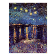 Van Gogh; Noche estrellada sobre el Rhone, arte de Tarjetas Postales