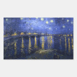 Van Gogh: Noche estrellada sobre el Rhone Rectangular Pegatina