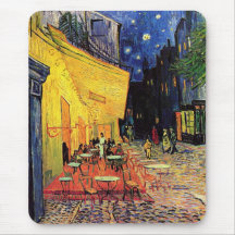 Van Gogh; Terraza del café en la noche, bella arte Alfombrillas De Raton