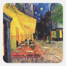 Van Gogh; Terraza del café en la noche, bella arte Calcomanías Cuadradases