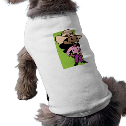 Vaquera en púrpura camiseta de mascota