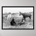 Vaquero e indio 1915 de los naipes impresiones