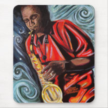 Vaughn Fahie que juega su saxofón Alfombrillas De Raton