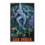 Vea el poster del viaje del vintage de la India Tarjetas Postales