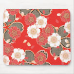 Vector blanco rojo floral retro del vintage lindo tapetes de ratón