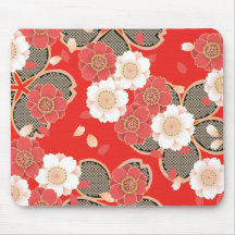 Vector blanco rojo floral retro del vintage lindo tapetes de ratón