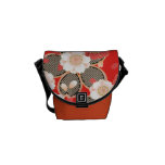 Vector blanco rojo floral retro del vintage lindo bolsas de mensajeria