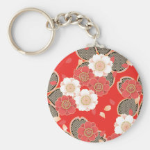 Vector blanco rojo floral retro del vintage lindo llaveros