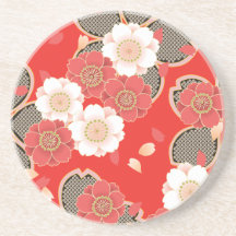 Vector blanco rojo floral retro del vintage lindo posavasos manualidades