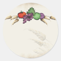 Veg de la fruta del trigo pintado de mi palillo de etiquetas redondas