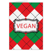 Vegano Argyle rojo y verde Tarjetas