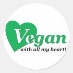 Vegano con todo mi corazón pegatinas redondas