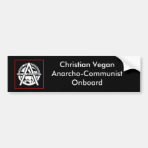 Vegano cristiano Anarcho-Comunista a bordo Etiqueta De Parachoque