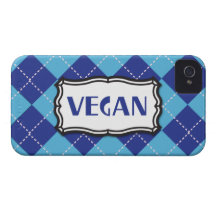 Vegano (modelo azul de Argyle) iPhone 4 Case-Mate Cobertura