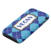 Vegano (modelo azul de Argyle) Tough iPhone 3 Fundas