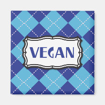 Vegano (modelo azul de Argyle) Imán Para Frigorífico