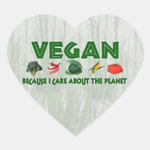 Veganos para el planeta calcomanía corazón
