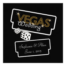 Vegas enciende la invitación negra del boda