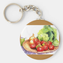 Veggies en una cesta llavero