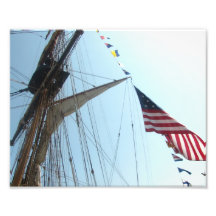 Vela, palo y bandera - impresión de la foto