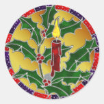 Vela y acebo del vitral pegatinas  
