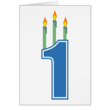 Velas de 1 cumpleaños (azul/verde) felicitación