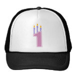 Velas de 1 cumpleaños (rosa/púrpura) gorro