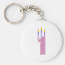 Velas de 1 cumpleaños (rosa/púrpura) llavero