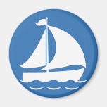 Velero en un círculo azul iman de frigorífico