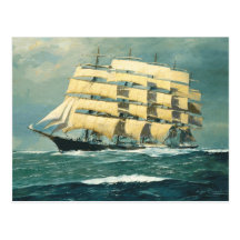 Velero Preussen en el mar Postal