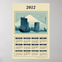 Veleros y poster del calendario del monte Fuji 201