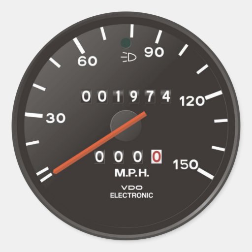 Velocímetro del coche de competición, inspirado po etiquetas  