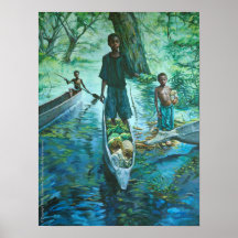 Vendedores de la canoa impresiones