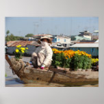 Venta de las flores en el mercado flotante impresiones