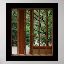 Ventana de bambú posters