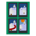 Ventana japonesa Notecard (Hanafuda) del invierno Felicitacion