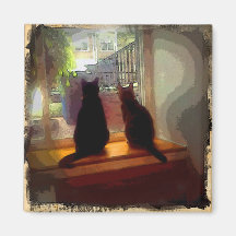 Ventana que mira los CB de los gatitos Imán De Nevera