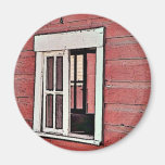 Ventana roja del granero imanes para frigoríficos