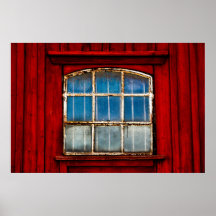 Ventana vieja en Suecia Poster