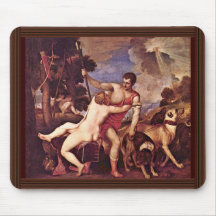 Venus y Adonis, por Tizian Alfombrilla De Ratón