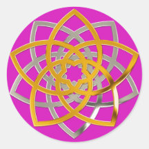 Venusblume Duo Gold Silver | magenta Runde Aufkleber