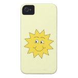 Verano amarillo brillante Sun. Cara sonriente iPhone 4 Protectores