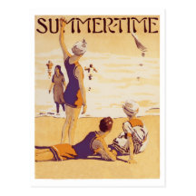 Verano del vintage en la playa tarjetas postales