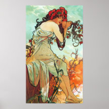 Verano, las estaciones, Mucha Poster