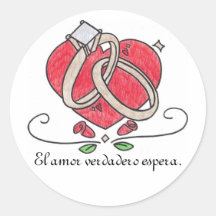 Verdadero Espera del amor del EL Etiquetas Redondas